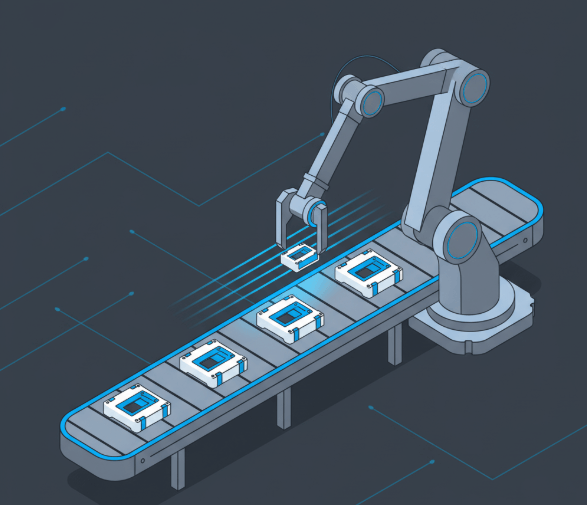 Abstract background of a high-tech manufacturing facility