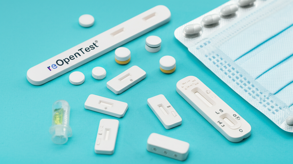 Display reOpenTest multiple respiratory combo test reagent products